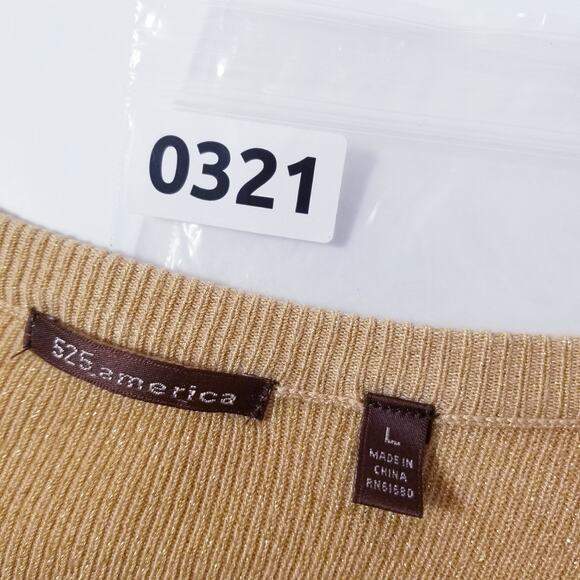 525 America Sparkles Glitters Gold Button Knit Cardigan Top - Picture 13 of 13